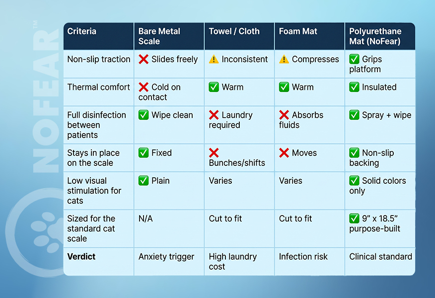 Cat Scale Mat comparison table